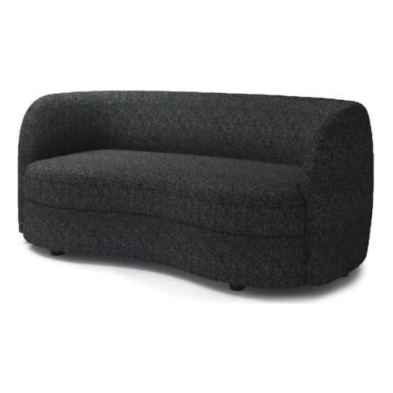Srey Loveseat- 64 Inch- Plush Black Boucle- Soft Curved Kidney Shape