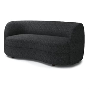 Srey Loveseat- 64 Inch- Plush Black Boucle- Soft Curved Kidney Shape