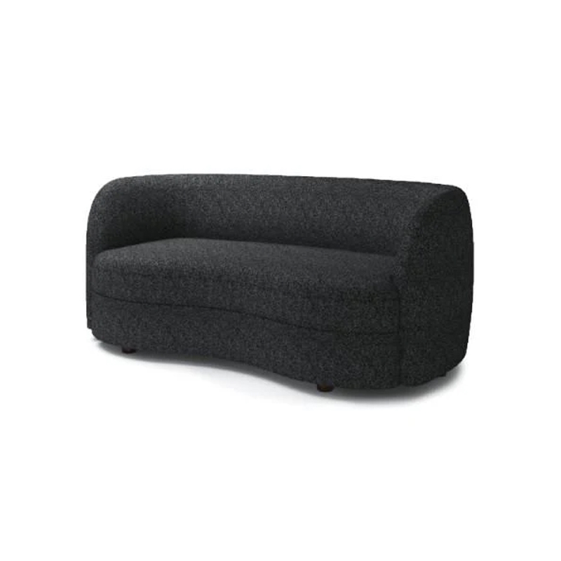 Srey Loveseat- 64 Inch- Plush Black Boucle- Soft Curved Kidney Shape