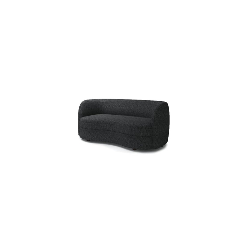 Srey Loveseat- 64 Inch- Plush Black Boucle- Soft Curved Kidney Shape
