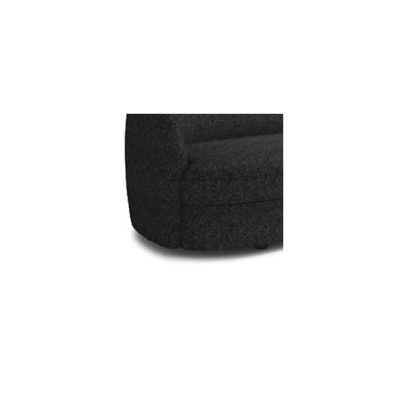 Srey Sofa- 84 Inch- Plush Black Boucle- Curved Curved Kidney Shape