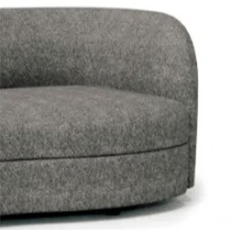 Srey 2pc Sofa and Loveseat Set- Gray Boucle- Curved Kidney Shape