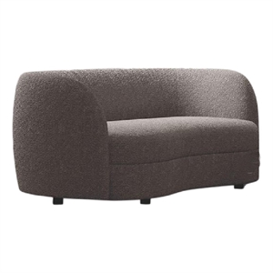 Srey Loveseat- 64 Inch- Charcoal Gray Boucle- Curved Kidney Shape