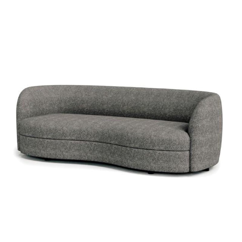 Srey Sofa- 84 Inch- Charcoal Gray Boucle- Smooth Curved Kidney Shape