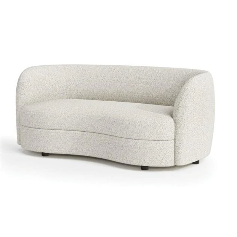 Srey Loveseat- 64 Inch- Modern White Boucle- Curved Kidney Shape