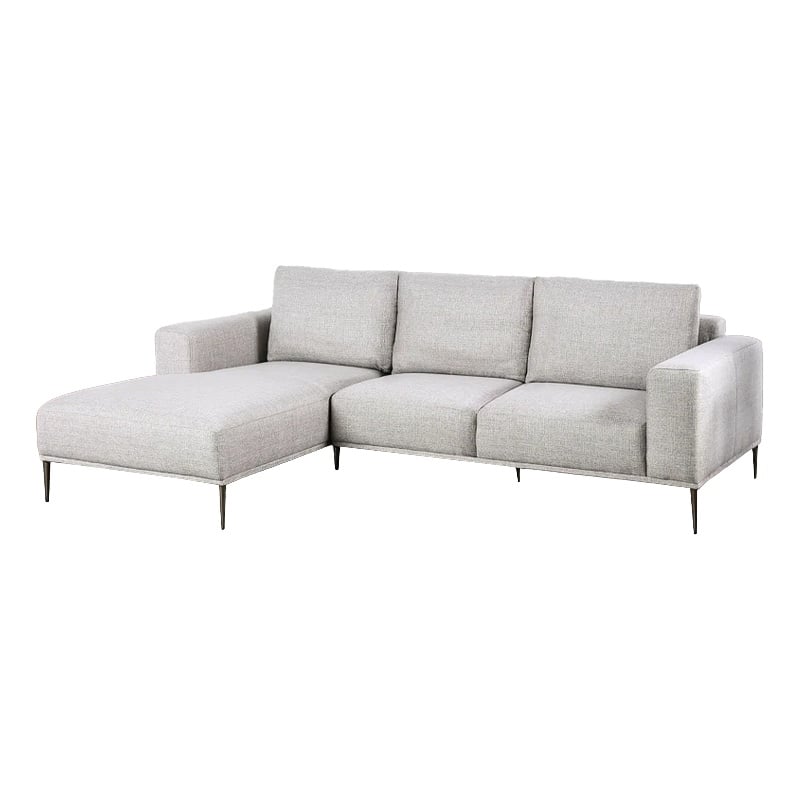Kevin Sectional Sofa- Left Chaise- Gray Chenille- 98 Inch- Metal Legs