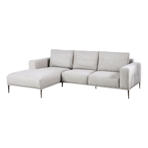 Kevin Sectional Sofa- Left Chaise- Gray Chenille- 98 Inch- Metal Legs