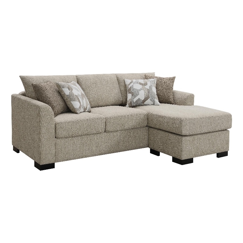Storia Sleeper Sectional Chaise Sofa- Camel Brown- 4 Pillows- 84 Inch