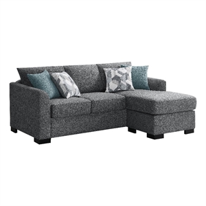 Storia Sleeper Sectional Chaise Sofa- Heather Gray- 4 Pillows- 84 Inch
