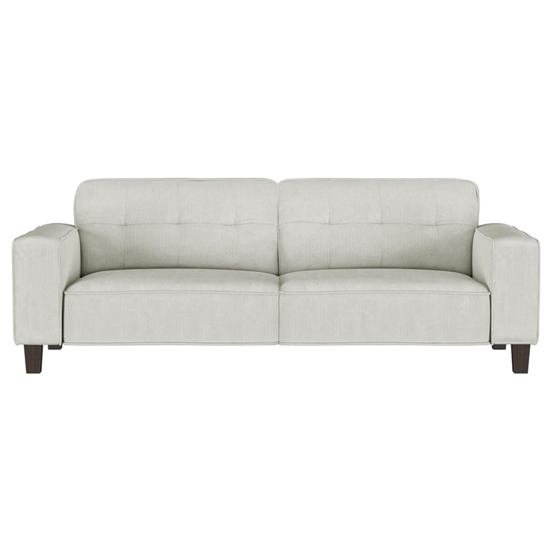 Dero Sofa- 81 Inch- Light Gray Faux Corduroy- Modern Wide Track Arms