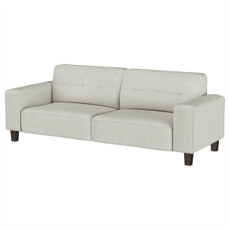 Dero Sofa- 81 Inch- Light Gray Faux Corduroy- Modern Wide Track Arms