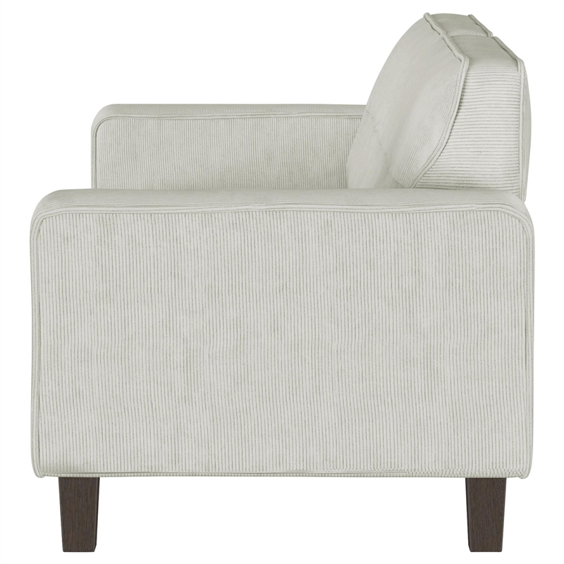 Dero Sofa- 81 Inch- Light Gray Faux Corduroy- Modern Wide Track Arms