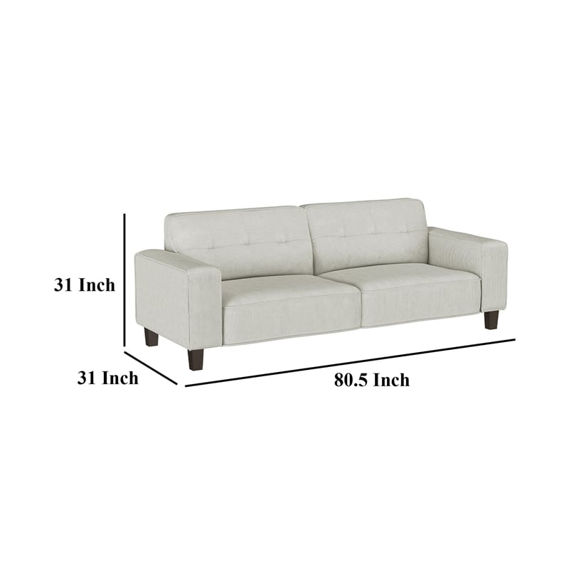 Dero Sofa- 81 Inch- Light Gray Faux Corduroy- Modern Wide Track Arms