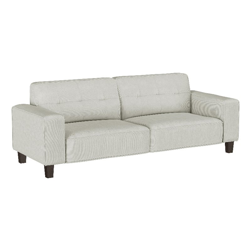 Dero Sofa- 81 Inch- Light Gray Faux Corduroy- Modern Wide Track Arms