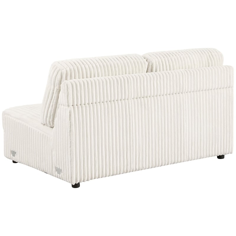 Sono Modular Armless Loveseat- 60 Inch- Ivory Fabric Channel Tufting