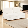 Sono Modular Armless Loveseat- 60 Inch- Ivory Fabric Channel Tufting