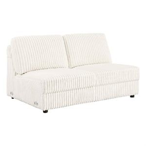 Sono Modular Armless Loveseat- 60 Inch- Ivory Fabric Channel Tufting