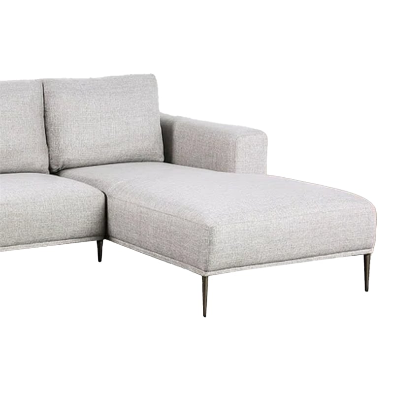 Kevin Sectional Sofa- Right Chaise- Gray Chenille- 98 Inch- Metal Legs