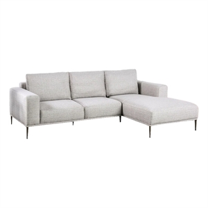 Kevin Sectional Sofa- Right Chaise- Gray Chenille- 98 Inch- Metal Legs