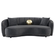 Buo Curved Sofa- 92 Inch- Dark Gray Polyester- Gold Trim- 3 Pillows