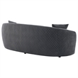 Buo Curved Sofa- 92 Inch- Dark Gray Polyester- Gold Trim- 3 Pillows