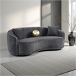 Buo Curved Sofa- 92 Inch- Dark Gray Polyester- Gold Trim- 3 Pillows