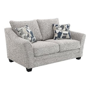 Kito Loveseat- 61 Inch Modern Light Gray Fabric- 2 Accent Pillows