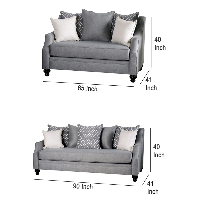 Efyn Sofa and Loveseat Set- Loose Pillow Back- Light Gray Burlap Weave
