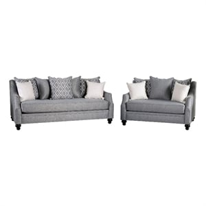 Efyn Sofa and Loveseat Set- Loose Pillow Back- Light Gray Burlap Weave