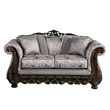 Delie 2pc Sofa Loveseat Set- Gray Chenille- 4 Accent Throw Pillows