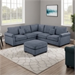 Fero 4pc L Sectional Sofa- Loveseat- Wedge- Ottoman Set- Gray Corduroy
