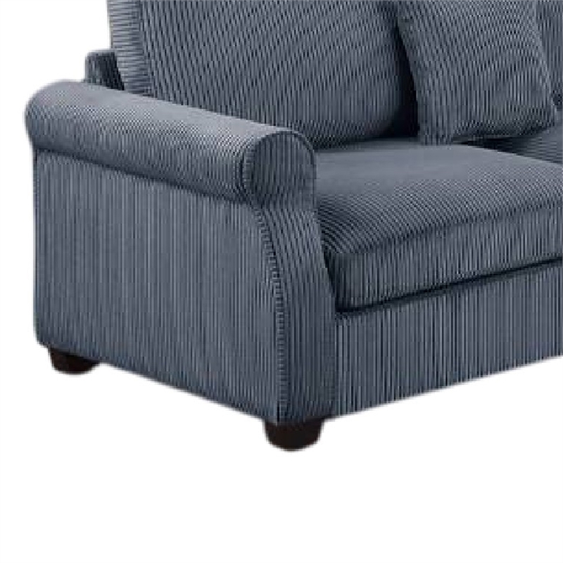 Fero 4pc L Sectional Sofa- Loveseat- Wedge- Ottoman Set- Gray Corduroy