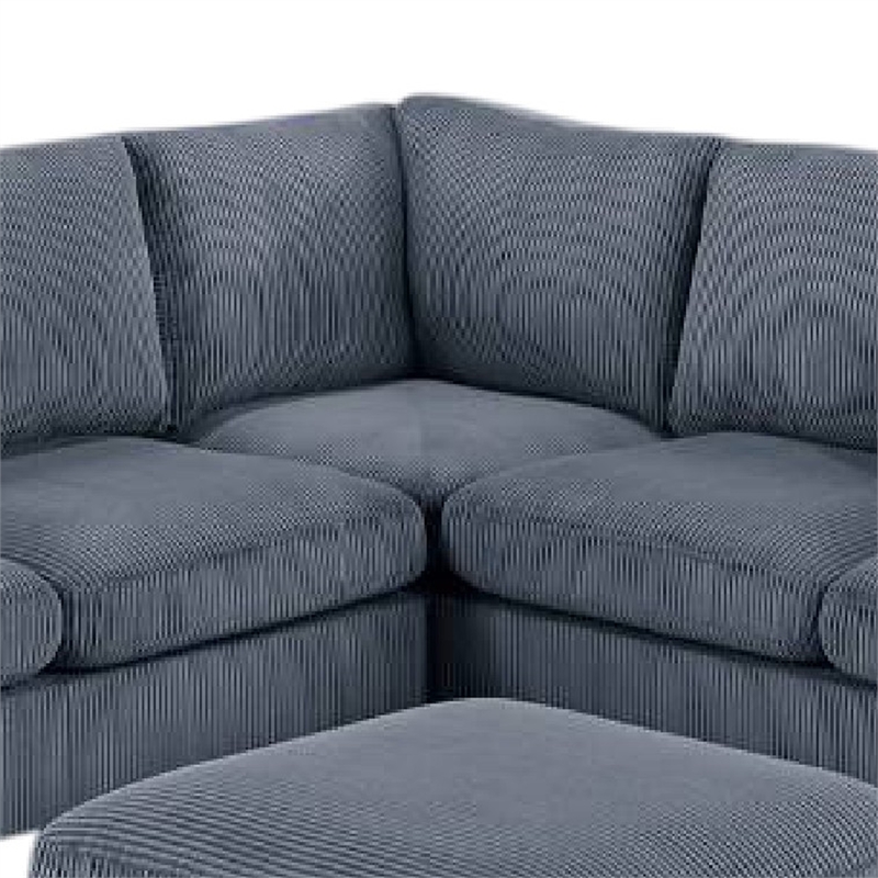 Fero 4pc L Sectional Sofa- Loveseat- Wedge- Ottoman Set- Gray Corduroy