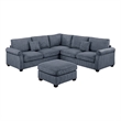 Fero 4pc L Sectional Sofa- Loveseat- Wedge- Ottoman Set- Gray Corduroy