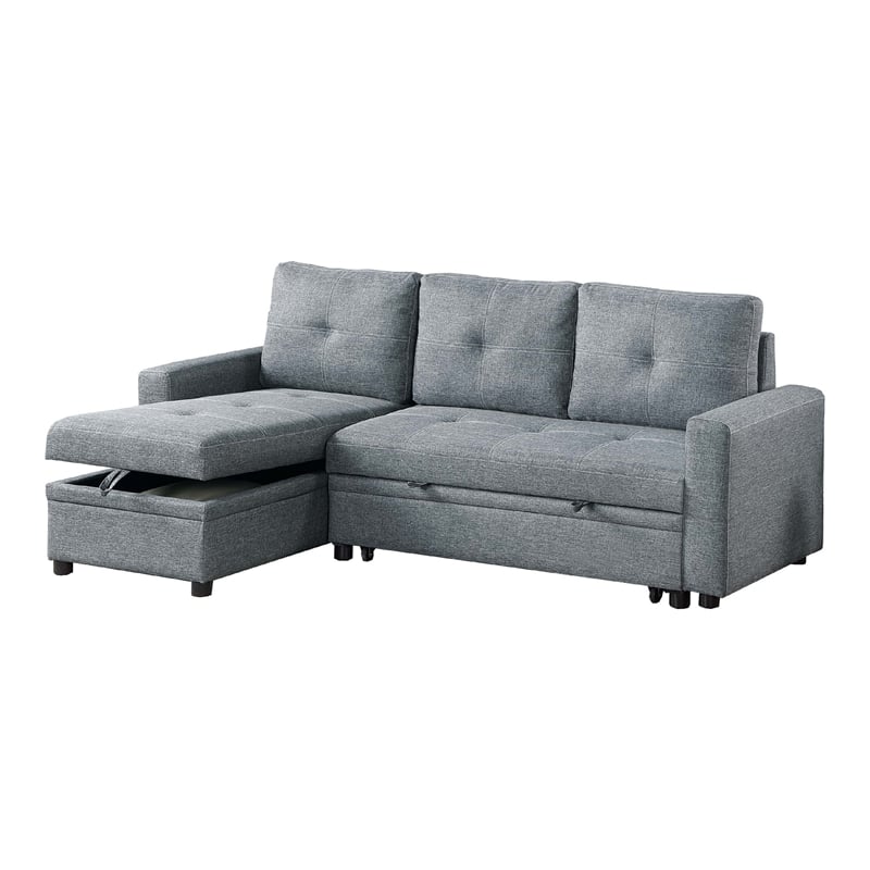 Gero Sectional Sofa Set with Reversible Storage Chaise- Light Gray