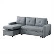 Gero Sectional Sofa Set with Reversible Storage Chaise- Light Gray