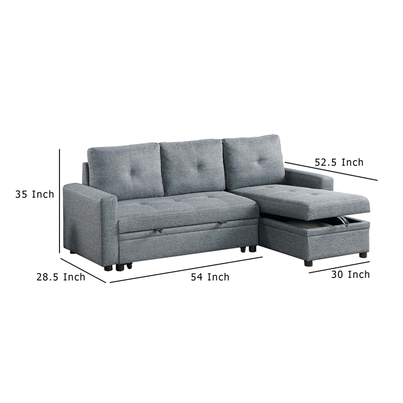 Gero Sectional Sofa Set with Reversible Storage Chaise- Light Gray