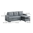 Gero Sectional Sofa Set with Reversible Storage Chaise- Light Gray