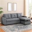 Gero Sectional Sofa Set with Reversible Storage Chaise- Light Gray