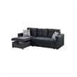 Ero Convertible Sectional Sofa- Storage Chaise- 2 Pillows Black Velvet