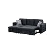 Ero Convertible Sectional Sofa- Storage Chaise- 2 Pillows Black Velvet