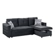 Ero Convertible Sectional Sofa- Storage Chaise- 2 Pillows Black Velvet