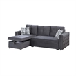 Ero Convertible Sectional Sofa- Storage Chaise- 2 Pillows- Gray Velvet
