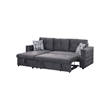 Ero Convertible Sectional Sofa- Storage Chaise- 2 Pillows- Gray Velvet