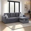 Ero Convertible Sectional Sofa- Storage Chaise- 2 Pillows- Gray Velvet