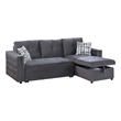 Ero Convertible Sectional Sofa- Storage Chaise- 2 Pillows- Gray Velvet