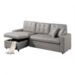 Dero Convertible Sectional Sofa Storage Chaise- Gray Faux Leather
