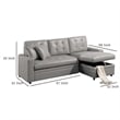 Dero Convertible Sectional Sofa Storage Chaise- Gray Faux Leather