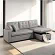 Dero Convertible Sectional Sofa Storage Chaise- Gray Faux Leather