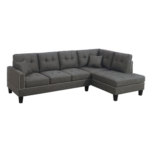 Ena 2pc Sectional Sofa Set with Chaise- 2 Pillows- Dark Brown Linen